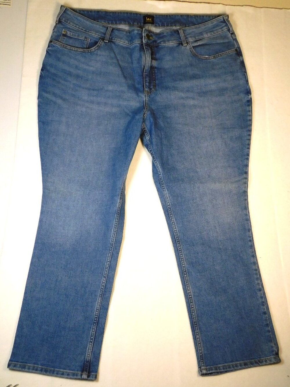 Lee Women's 24W S Plus Size Highrise Relaxed Fit Straight Leg Stretch Blue Jeans